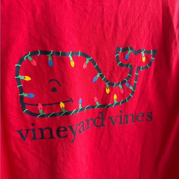 Vineyard Vines Red Long Sleeve Christmas Lights on Whale Size Small - Picture 3 of 5